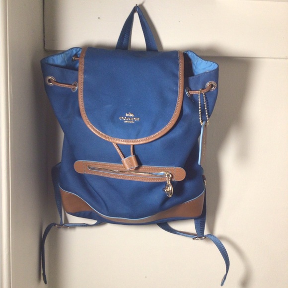 Coach Royal Blue and Tan Backpack - Picture 1 of 3